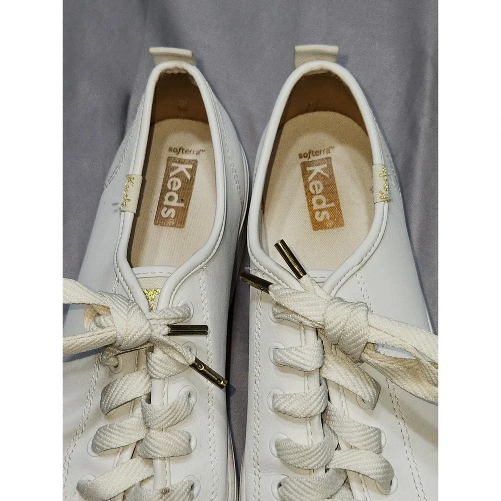 Keds Triple Up White Leather Platform Sneakers Womens 7.5 WH61626 Low Top